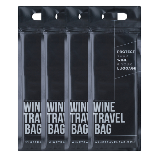 Wine Travel Bag - Matte Black (Pack of 4) - Wine Bottle Protectors