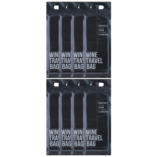 Wine Travel Bag - Matte Black (Pack of 8) - Wine Bottle Protectors