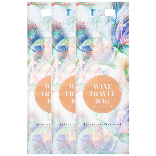 Wine Travel Bag - Modern Floral (Pack of 3) - Reusable Travel Wine Bags