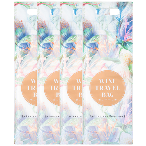 Wine Travel Bag - Modern Floral (Pack of 4) - Reusable Travel Wine Bag