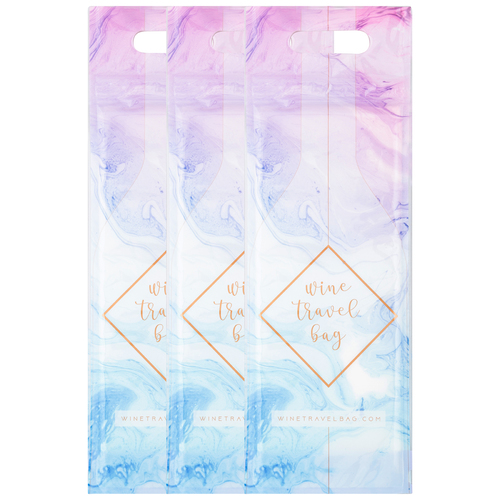 Wine Travel Bag - Marble Design (Pack of 3) - Reusable Travel Wine Bags