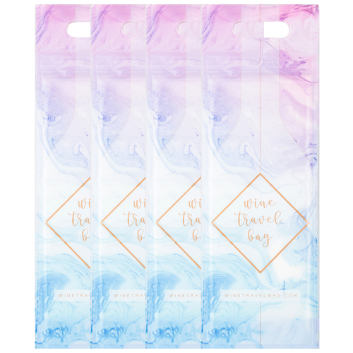 Wine Travel Bag - Marble Design (Pack of 4) - Reusable Travel Wine Bags